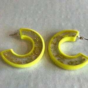 INC new Gold Tone Medium Resin Hoop Earrings